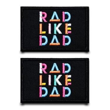 Imagem de 2 peças de emblema engraçado Rad Like Dad colorido gancho e laço tático militar adesivo bordado removível aplique patch para roupas, jaqueta, mochilas, chapéus, colete, placa de fantasia de pano