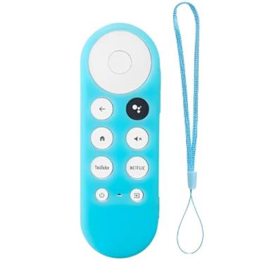 Imagem de Capa compatível com Google TV Remote Cover compatível com Chromecast 4K - Proteção total, silicone premium, alça incluída, superfície plana, design fino (Azul)