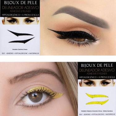 Imagem de Delineador Adesivo 1 par Amarelo Color e 1 par Gatinho preto - BIJOUX 