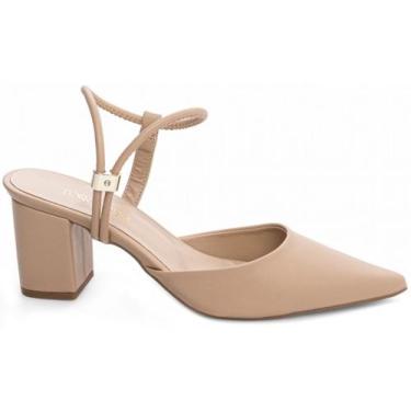 Imagem de Sapato Scarpin Salto Médio Baixo Grosso Bico Fino Ajuste Feminino 6cm 