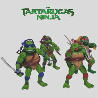 Imagem de Kit com 4 Bonecos Tartarugas Ninja 12 cm Coleção Aventura e Ação - Turtle Ninja