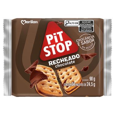 Imagem de PACK BISCOITO RECHEIO CHOCOLATE C/4 MARILAN PIT STOP PACOTE 98G