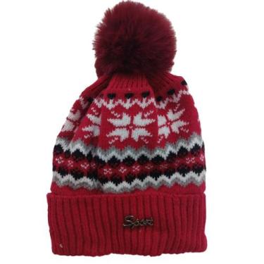 Imagem de Touca Gorro de Lã com Pompom Adulto Inverno Frio Tricô - DOTAD, Vermel