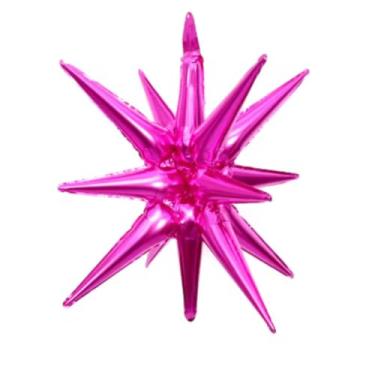 Imagem de Kit 5 Balões Estrela Metalizada 22" (55 cm) – Formato 14 Pontas – Balão Decorativo Inflável para Festa, Casamento, Aniversário, Eventos, Painel Instagramável – Cor Pink – Material Mylar