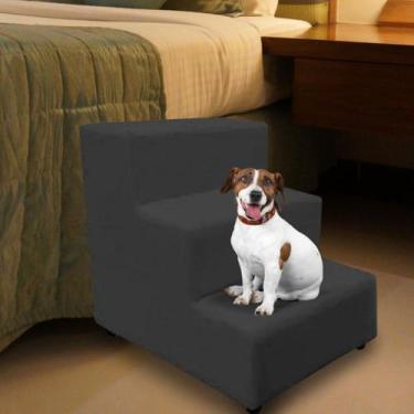 Imagem de Escada Escadinha Pet Cachorro 3 Degraus Rampa Suede Dog - Tatite Decor