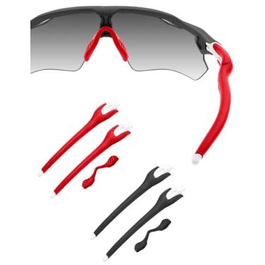 Imagem de HILEEN Braços brancos de substituição para óculos de sol Oakley Radar EV Path Pitch Advancer - preto + vermelho