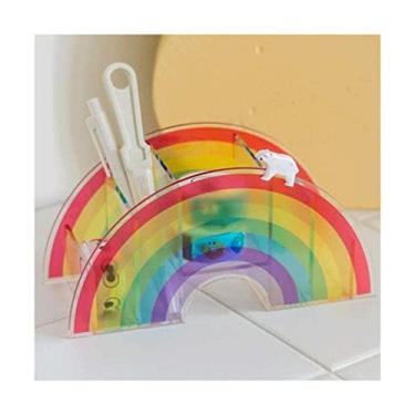Imagem de Porta-lápis de mesa, porta-canetas arco-íris, multifuncional, suporte de pincel de maquiagem, suporte criativo para lápis doméstico, artigos de papelaria para mulheres e crianças