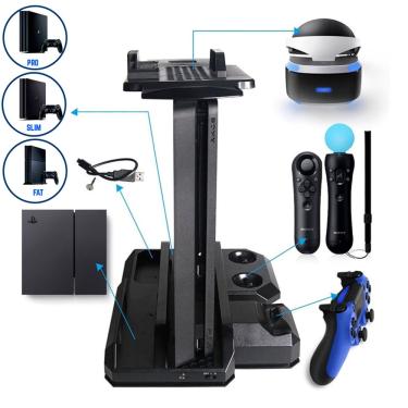 Imagem de 3 em 1 base carregador suporte ventilador cooler Para PS4 slim / fat / pro V