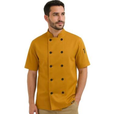 Imagem de Dólmã Unissex Para Chef De Cozinha Resturante Padaria Cor Mostarda Uni