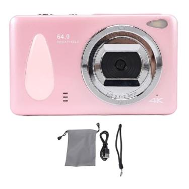 Imagem de Câmera Digital, 4K 64MP 2.8in Screen Camera, Zoom 18x, Estudantes Camera Compact Com LED Fill Light, 800mAh Camera, para Adolescentes, Adulto, Selfies, Viagem Diária (Rosa)