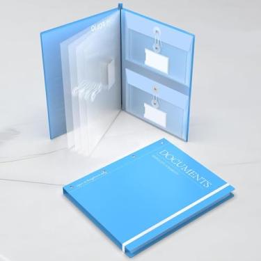Imagem de Capa de plástico espessa, páginas internas transparentes, pasta de arquivos expansível, 12 bolsos para documentos importantes, passaportes, cartões de segurança social, pasta de arquivos à prova