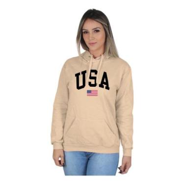 Imagem de Moletom Feminino Blusa De Frio Casual Usa United States - Hs, Bege, P