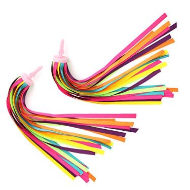 Imagem de Fitas de Borla de Bicicleta Infantil Multicoloridas Akozon, 1 par de Flâmulas de Guidão para Decoração de Bicicleta Infantil e Scooter, Acessórios de Bicicleta de Scooter Fáceis