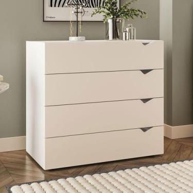 Imagem de Cômoda Porto 4 Gavetas Branco/Creme - Politorno, Bege, Moderno