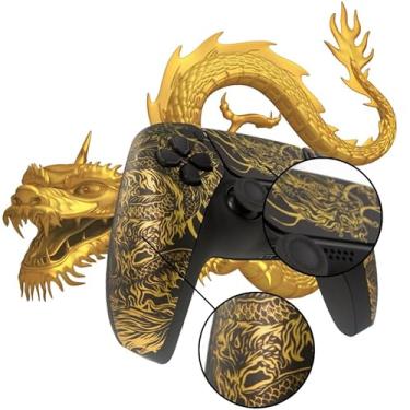 Imagem de Faceplate Housing Custom Gold Dragon Front Back Touch Pad Cover With Tools for PS5 Controller Shells BDM-010