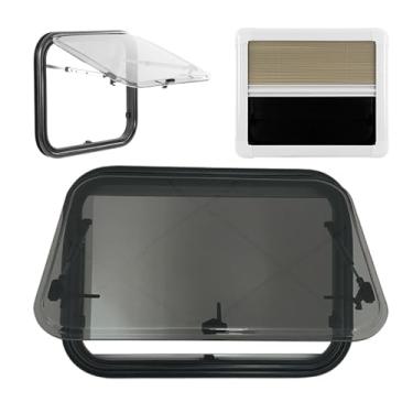 Imagem de Janela de empurrar para caravana, janela de motorhome com sombra, moldura de liga de alumínio, janela de caravana de substituição, ângulo máximo de abertura de 65°, para trailers de motorhome, 600 x