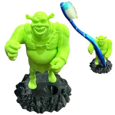Imagem de Suporte de escova de dentes impresso em 3D Shrek – Decoração de banheiro engraçada e presente novidade – Suporte exclusivo para escova de dentes para crianças e adultos – Organizador divertido com