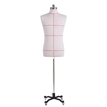Imagem de CUTPOIY Manequim masculino adulto em forma de manequim com base rolante, branco totalmente fixável manequim plus size para costura de roupas masculinas, alfaiate costureira manequim interessante