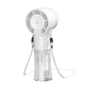 Imagem de Generic Pulverizar ventilador de mão de mão fã pessoal de refrigeração 4 velocidades Configurações Mini umidificador portátil para mochila de escritório, Branco