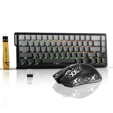 Imagem de Attack Shark X68HE PRO teclado para jogos sem fio e mouse X11, taxa de sondagem de 8K, teclado com interruptor magnético de efeito Hall, mouse trimodo com base de carregamento magnético, 22000 DPI