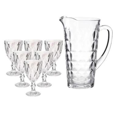 Imagem de Jogo 7 Peças Jarra 1200ml Abacaxi 6 Taças 330ml Clear Vidro. - Wincy