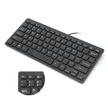 Imagem de Teclado USB com fio, 78 teclas, mini teclado de mesa, teclado portátil ultra fino, teclado mecânico à prova d'água de baixo ruído, confortável ao toque, para computador, desktop, laptop, (preto)