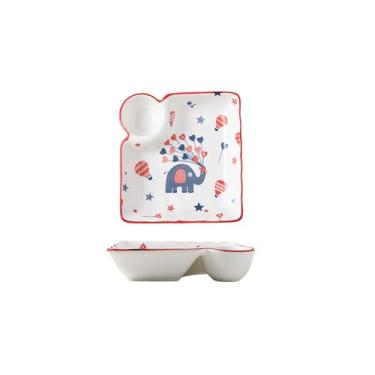 Imagem de Prato de bolinho de cerâmica cinza de mudança gradual estilo chinês, utensílios de mesa duráveis de cor sólida doméstica - prato quadrado de bolinho de massa - elefante vermelho