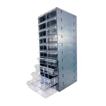 Imagem de Gaveteiro Organizador Cinza com 20 Gavetas Multiuso para Escritório, Ferramentas, Maquiagem e Papelaria – MAGUS CG1020