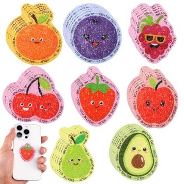 Imagem de 40 peças autocolantes sensoriais, tiras calmantes abacate cereja cítricos pêra tiras sensoriais de frutas brinquedos autocolantes texturizados para insetos para salas de aula para adultos crianças