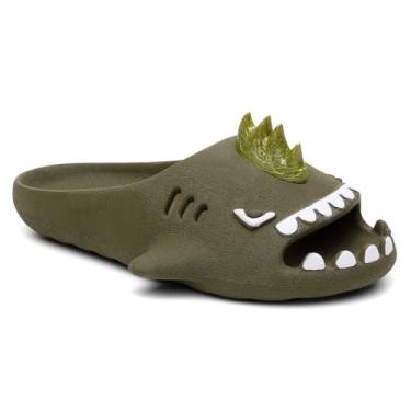 Imagem de Chinelo Infantil Slide Sharky Fun Tubarão Punk Divertido e 2 Barbatanas Extra