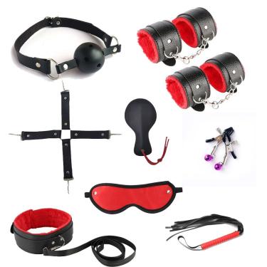 Imagem de Kit Sadomasoquismo Bdsm 10 Peças Chicote Algema Palmatoria