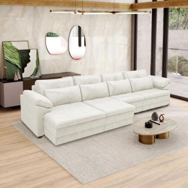 Imagem de Sofá Retrátil Manual Sala de Estar Nolan Bipartido 339cm Conforto Prem