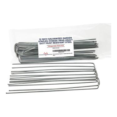 Imagem de Pinnacle Mercantile Grampos/Estacas/Estacas De Jardim Galvanizados 12" Resistentes À Ferrugem, Aço Calibre 9, Pacote Com 20