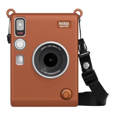 Imagem de FINTIE Capa De Silicone Para Câmera Fujifilm Instax Mini Evo - Protetora Leve E Macia Com Alça Ombro Removível, Marrom