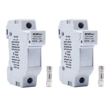 Imagem de Porta Fusível Snetec 1000V DC C/ Fusível Solar Kit 2 Peças, 15A