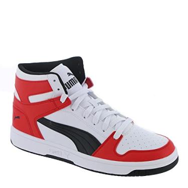 Imagem de PUMA Men's Rebound Layup Wide Sneaker, White Black-High Risk Red