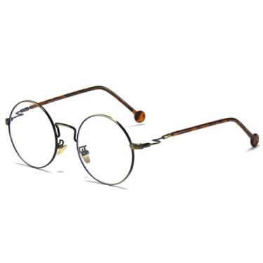 Imagem de JRLLFD Retro redondo metal masculino óculos de armação moda transparente feminino óculos(2)