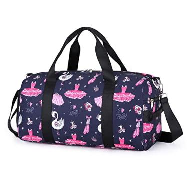 Imagem de Bolsa de ginástica bolsa de ginástica infantil bolsa de viagem de unicórnio com compartimentos para sapatos bolsa de balé esportiva para adolescentes festa do pijama de fim de semana bolsa de mão, Balé rosa
