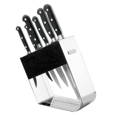 Imagem de Conjunto De Facas Tramontina Century 7 Peças Com Cepo Preto-inox-transparente