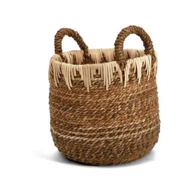 Imagem de Cesto Organizador Redondo Em Fibra Natural Com Alça Mart 33x35cm