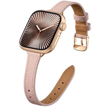 Imagem de DGege Pulseira fina de couro compatível com Apple Watch Ultra SE séries 10/9/8/7/6/5/4/3/2/1 de 38 mm, 40 mm, 41 mm, 42 mm, 45 mm, 46 mm e 49 mm, 49 mm, 40 mm, 40 mm, 41 mm, 41 mm, 40 mm, 41 mm, 40