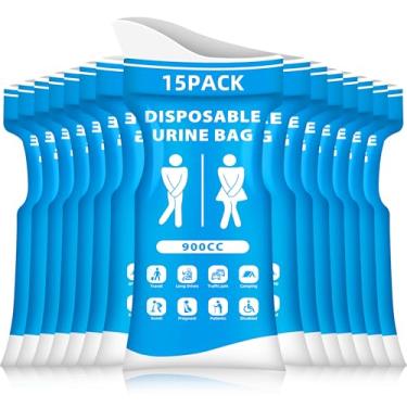 Imagem de Xgunion Sacos de urina descartáveis 900 ml, 15 peças, sacos de urina para viagens, mulheres, homens, bolsa de urina de emergência, bolsa portátil para mictório e bolsas de vômito para acampamento