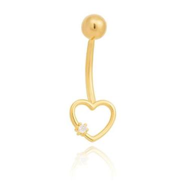Imagem de Piercing Umbigo Coração Ouro 18k 750 - Thile Jóias, Amarelo