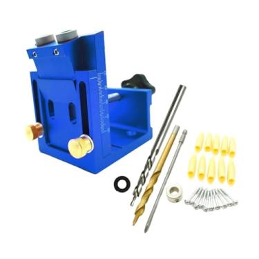 Imagem de Ｂｅｓｇａ Kits de gabarito para furos de bolso, localizador de carpintaria de madeira, guia de broca para cavilha de madeira, posição de furo inclinado para, Broca Azul 2