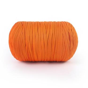 Imagem de Fio de camiseta 800 g/234 m, tecido elástico para saco de crochê/cesta/decoração de casa, fio grosso com mistura de poliéster e elastano (laranja)