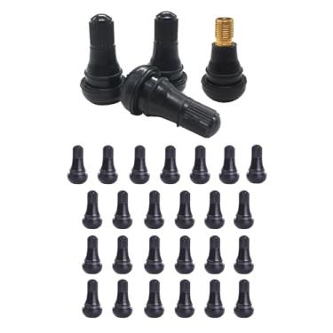 Imagem de Muxkenper 25 peças TR412 hastes de válvula de pneu preta haste de encaixe de borracha para pneu sem câmara de ar 0,453 polegadas 11,5 mm furos de aro em pneus de veículos padrão (TR412-25pcs)