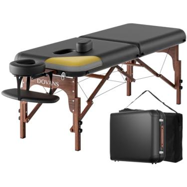 Imagem de DOVANS Mesa De Massagem Profissional Portátil, 2 Dobras, Espuma De Memória Premium, Perna De Madeira Reforçada, Suporta Até 1100 Libras, 9 Alturas Ajustáveis Com Bolsa De Transporte