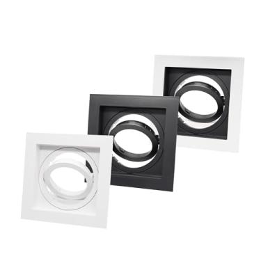 Imagem de Kit 5 Suporte Para Spot Recuado Par20 Embutido Quadrado (Branco e Preto)