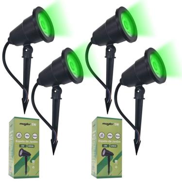 Imagem de Kit 4 Espeto Jardim Balizador Solo Led Prova Dágua Verde
