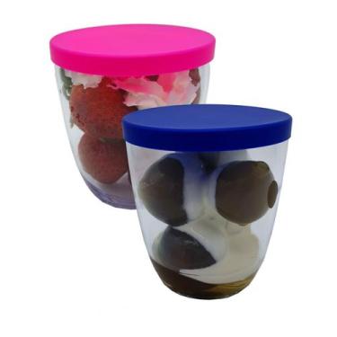 Imagem de Kit 6 Candy Cup Mousse - Copo para sobremesa em Acrílico com tampa Ros